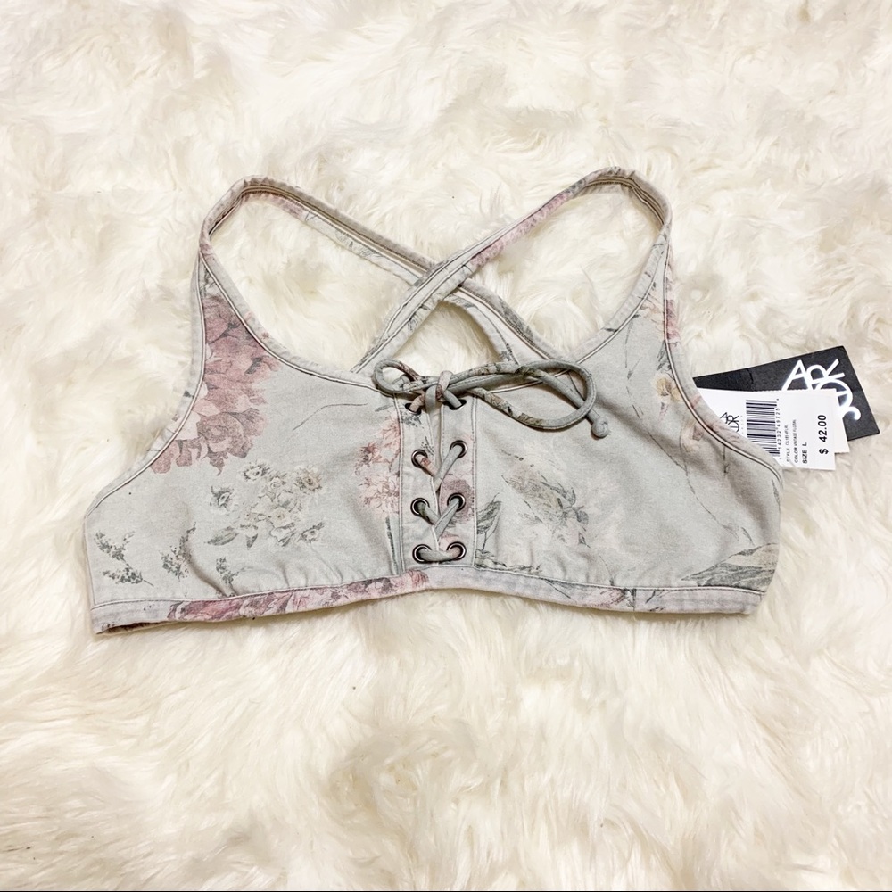 NWT Chaser Lace Up Floral Bralette